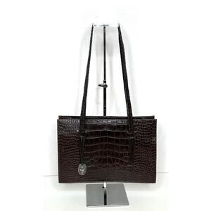 Shannon Diego Brown Leather Croco Medium Tote Handbag